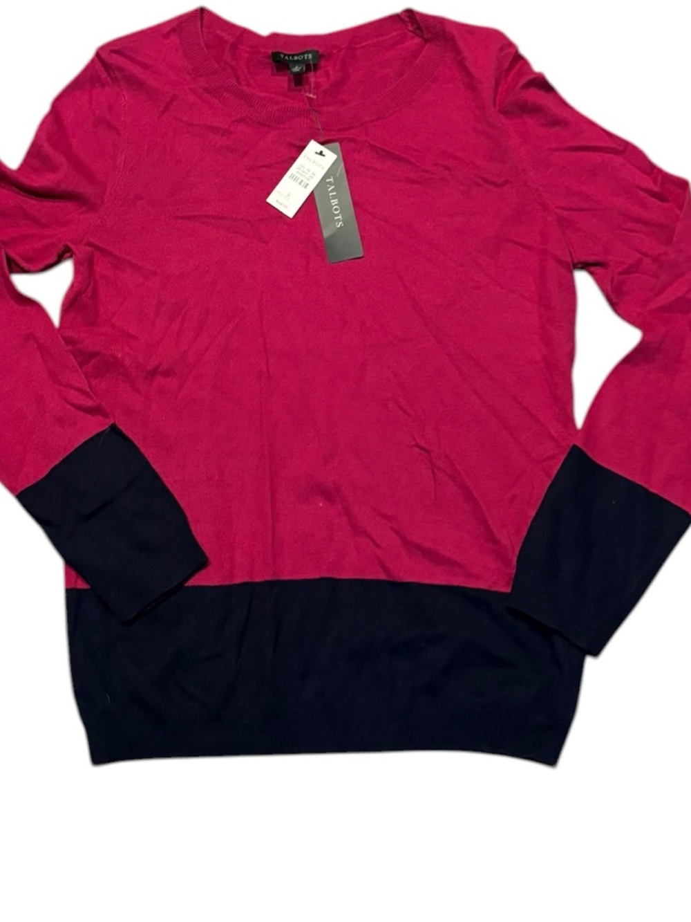 Talbots pink black color block sweater new nwt
